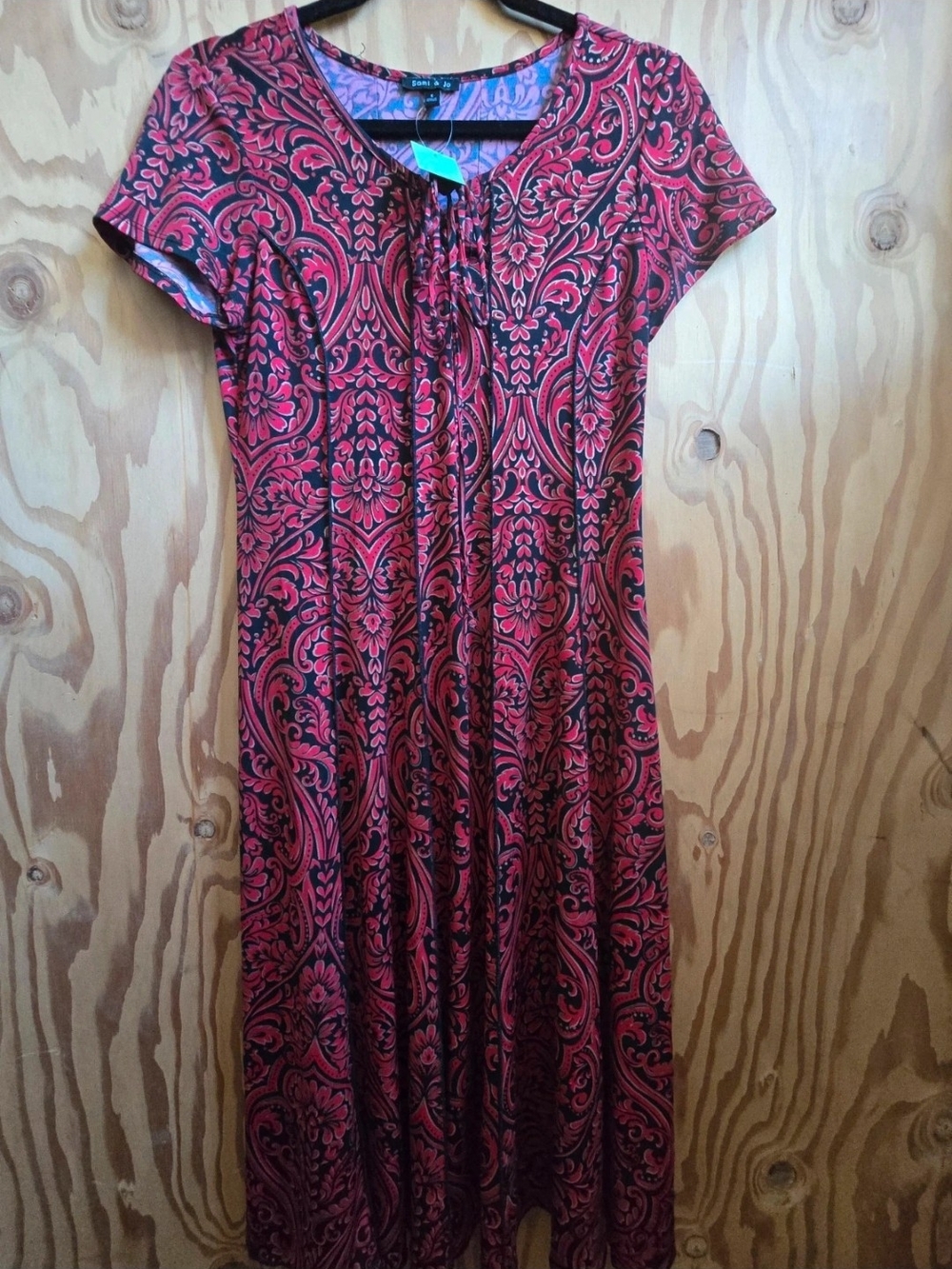 Sami & Jo Red and Black Paisley Midi Dress